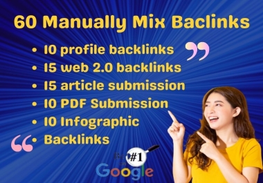 60 high da profile,  web 2.0,  article submission,  Infographic,  PDF,  mixed backlinks