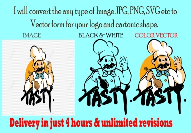 I will Create your logo into vector form from any PNG,  JPG,  SVG form.