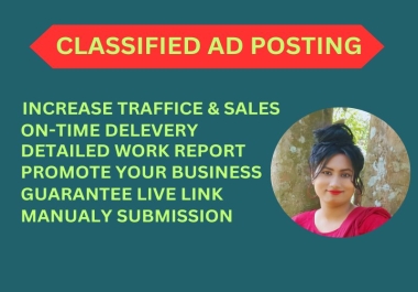 I Will Provide 100 Manual Classified Ads Posting in Top Ad Websites