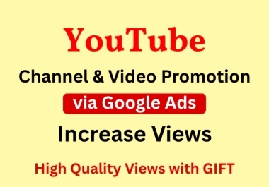 3000 YouTube channel video view via Google Ads Promotions