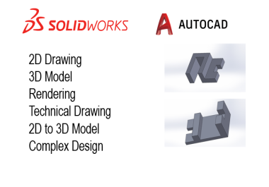 I will create 2d drawing and 3d model using solidworks and autocad