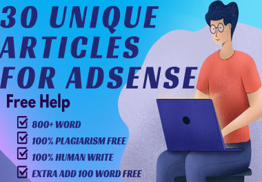 I will write 3 article 1000 word+ unique SEO articles for google adsense approval