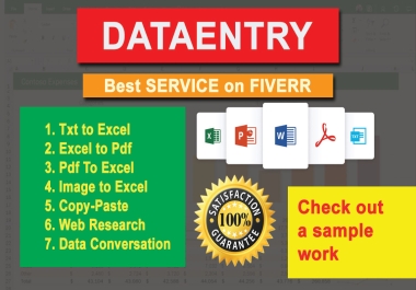 I will do any type of data entry work according to your suggestion