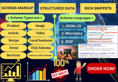 I will set up schema markup,  structure data,  and rich snippets for your website