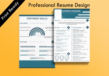 I will design a professional and eye catching cv resume in adobe illustrator