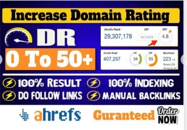 I'll boost your wesites DR DOMAIN RATING from 0 to 50+