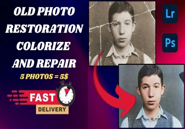 I will restore 5 photos,  old photo restoration,  colorize and repair