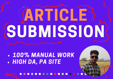 I will do 10 article submissions on D/A sites backlinks off page SEO