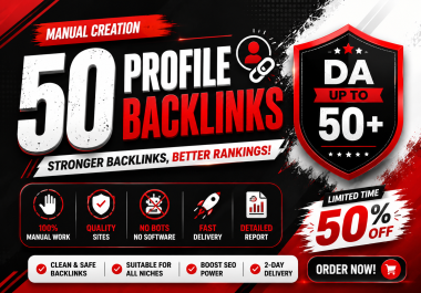 I Will Build 50 Manual Authority Profile Backlinks DA Up To 50+