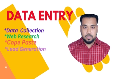 Data entry,  data collection web research cope paste