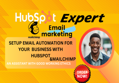I I will setup email marketing automation with hubspot,  mailchimp hubspot landing page