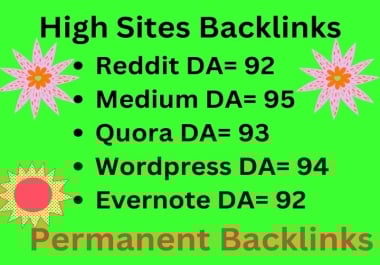 5 High DA 90+ superstrong Backlinks
