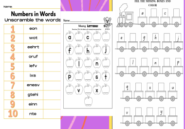 I will design worksheets for pre school and kindergarten kids