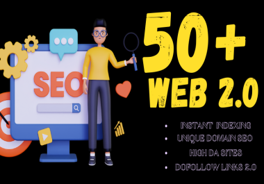 50+ web 2.0 backlinks on high DA sites,  get dofollow backlinks on authority sites