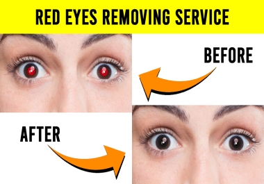 I will remove red eye,  red eye removal within 30 minutes