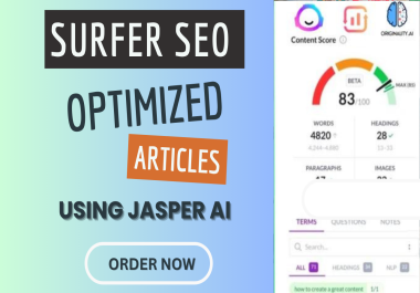 I will write surfer SEO optimized article and blog post with jasper or jarvis ai