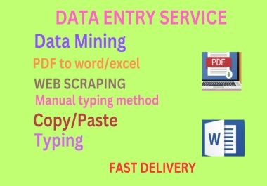 I will do data entry,  web research,  mining and scraping