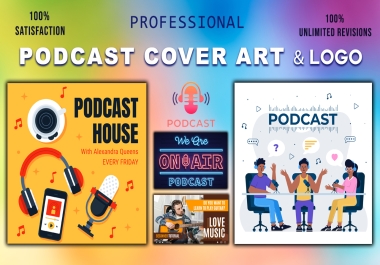 professional podcast logo or podcast cover art