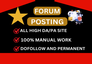 I will create 60 forum Posting do follow backlinks from High DA PA Site