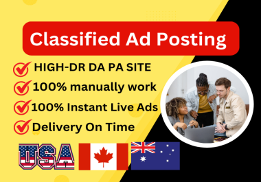 I will provide 70 Classified ads to high da pa classified websites