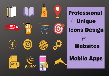I will design trendy icons set,  flat or line art icons,  instagram icons