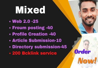 200 mixed web2.0,  Forum posting,  pr9,  Article Submission,  Directory Submission,  SEO backlink service