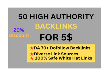 I will build 50 high-authority SEO Backlinks for your website.