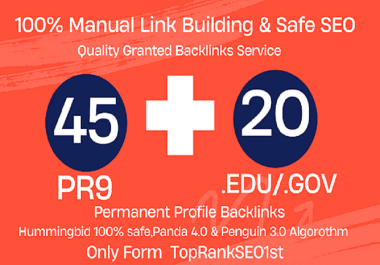 Create Top 45 pr9+ 20 Edo safe seo profile backlinks