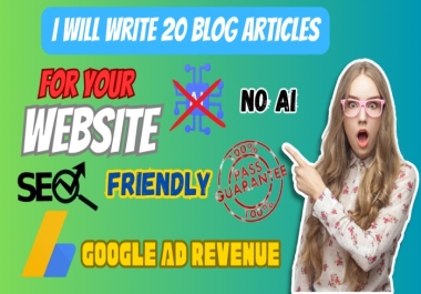 I Will write 20 Expert 1500+ Word Articles to Boost Your Blog or Website's SEO Ranking