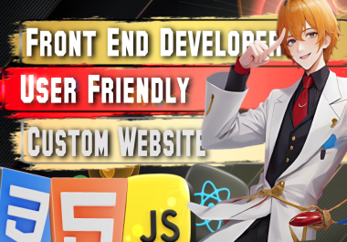 Custom Front End Web Development With HTMl,  CSS,  JavaScript,  React Js