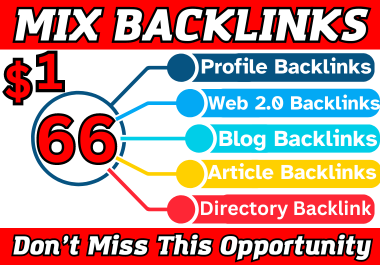 Manually build 66 HQ Mix Backlinks for increase website for google ranking