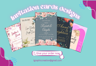 I will design an invitation,  birthday,  wedding,  baby shower,  party and greeting card.