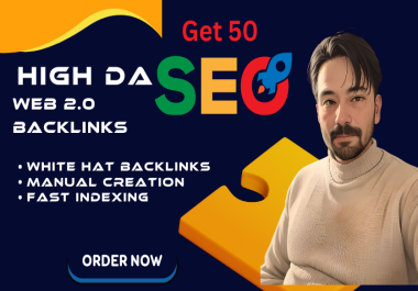 I will web 2.0 high da SEO manual white hat backlinks