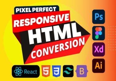 I will convert psd to html,  figma to html,  xd sketch to html responsive