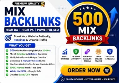500 Mixed SEO Backlinks - Improve Your Website's Authority & Search Engine Rankings