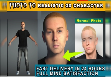I will create realistic 3d character and modal from your photos