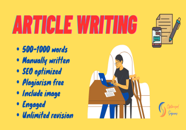 I can write well researched and SEO optimized 500+ words articles,  Quick Turnaround.