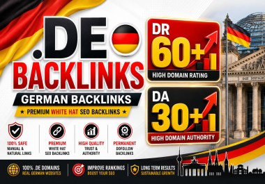 I will create 100 High Quality. DE DR 60+ and DA 30+ Backlinks