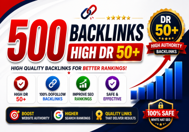 I will create 500 High DR 50+ contextual dofollow Backlinks