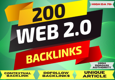 200 linkbuilding Web 2.0 backlinks high quality web 2.0 contextual dofollow backlinks