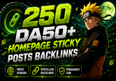 250 Homepage Sticky Posts on DA50 TO 70+ Aged Domains - Permanent Dofollow Links