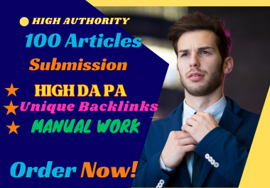 I will do 100 article submission contextual backlinks from high da website