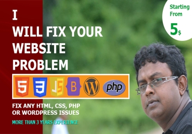 Fix any html, css, javascript, php errors, website bugs or issues fast