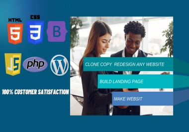 clone copy or redesign any website using html css js fast