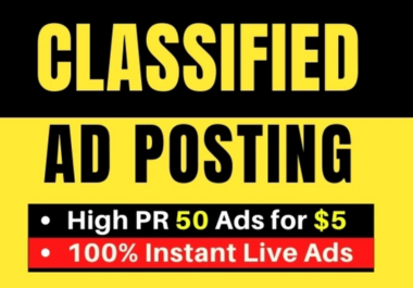 I will post 120 professional classified ads on top classified ad posting sites