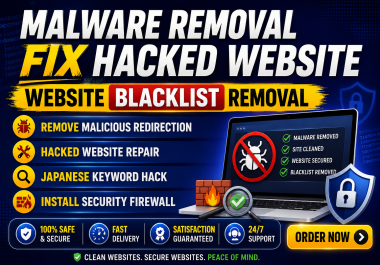 I will remove malware,  fix hacked WordPress website and clean viruses
