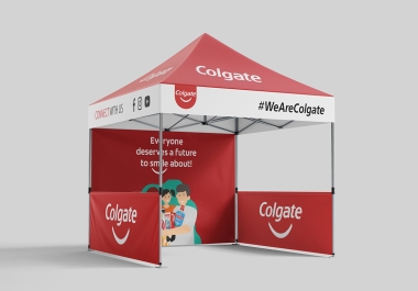 I will create a custom backdrop,  canopy tent,  or promotional tent design