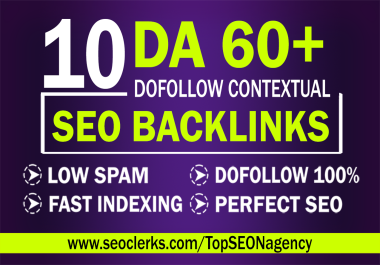 10 High authority DA 60plus dofollow backlinks