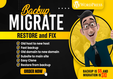 I will transfer,  backup,  move,  migrate wordpress website