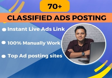 I will do 70 + classified ads on top classified ad posting websites for any countries